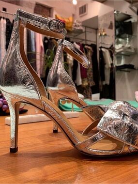 Jerome Dreyfus’s Isabelle Bow and Strap Sandal in NASA Crinkled Silver